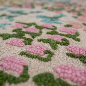 Tappeto color crema in lana tessuto a mano 200x290 cm Emilia Floral – Flair Rugs