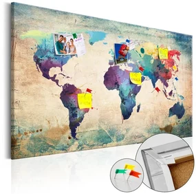 Quadri di sughero - Golden Continents [Cork Map] - 120x80