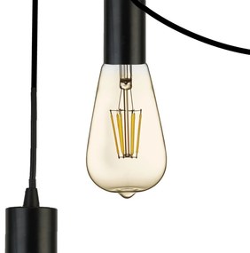 Lampadario Industrial-Nordico Squiggle Acciaio Nero 9 Luci E27