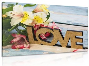 Stampa su tela – Con scritta in legno Love
