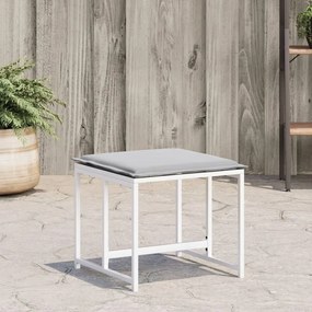 Sgabelli giardino con cuscini 4 pz bianchi acciaio e textilene