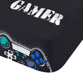 Lenzuolo con angoli per bambini nero per letto matrimoniale 135x190 cm Game Over – Catherine Lansfield