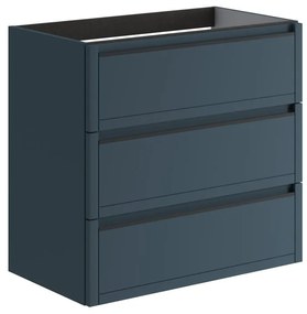 Mobile da bagno sospeso sotto lavabo L 79.5 x H 78 x P 45.5 cm blu opaco, 3 cassetti TRATTO