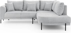 Divano angolare grigio chiaro (con penisola a destra/a L) con rivestimento in ciniglia Mauris – Ropez