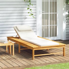 Lettino Cuscino E Guanciale Bianco Crema Legno Massello Acacia /