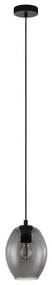 Lampadario Glamour Cadaques nero paralume nero e trasparente E27 Ø18cm EGLO