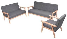 Set Di Divani 3 Pz İn Tessuto Grigio Scuro /