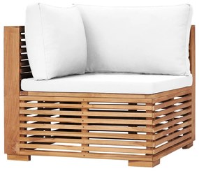 Divano Angolare da Giardino con Cuscino Crema Massello di Teak