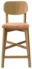 Sgabelli da bar in legno chiaro rovere e tessuto effetto velluto color terracotta H65 cm (set di 2) LUCIA