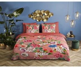 Lenzuolo singolo in cotone biologico arancione Flowery, 140 x 220 cm Organic - Descanso