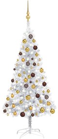 Albero di Natale Preilluminato con Palline Argento in PET, Albero di Natale Preilluminato con Palline Argento 150 cm PET II