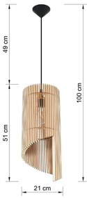 Lampadario nero/di colore naturale con paralume in legno ø 21 cm Limpezia – Sollux