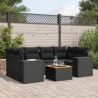 Set Divani da Giardino con Cuscini 7pz Nero Polyrattan 3257672