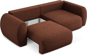 Divano color terracotta allungabile/con contenitore con rivestimento in velluto a coste 266 cm Kini – Makamii