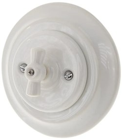 Bohemia-Design - Interruttore girevole in porcellana stile retrò con placca n. 5 bianco
