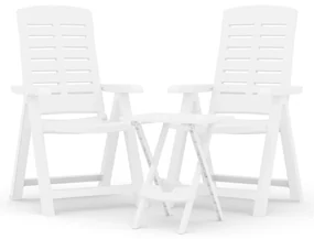 Set da pranzo da giardino 3 pz bianco in polipropilene