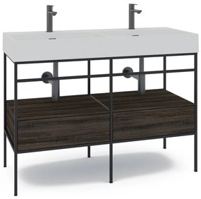 Mobile sottolavabo e lavabo Outline per doppia vasca nero L 120 x H 89 x P 45.5 cm 2 cassetti