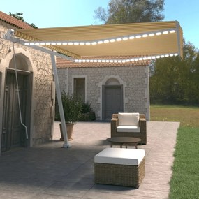 Tenda Da Sole Retrattile Manuale Led 400x350 Cm Giallo Bianco /