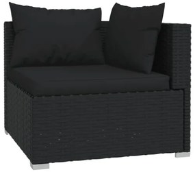 Set Divani da Giardino 9 pz con Cuscini in Polyrattan Nero