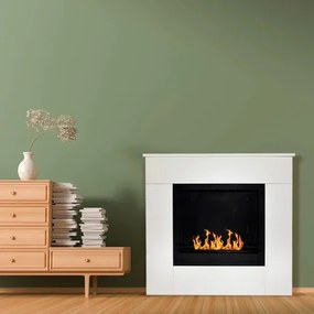 Camino a bioetanolo da terra in legno bianco Made in Italy Michelangelo 96x36x90h