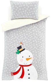 Biancheria da letto grigia in microfelpa, 135 x 200 cm Cosy Snowman - Catherine Lansfield