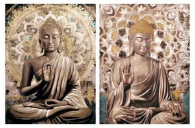 Quadro DKD Home Decor Tela Buddha Legno MDF (90 x 3 x 120 cm) (2 pezzi)
