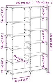 Libreria Rovere Marrone 100x32x170 cm Legno Multistrato e Ferro