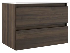 Mobile bagno sospeso con lavabo e organizer per cosmetici L 79.5 x H 55 x P 45 cm Valenti, bianco 2 cassetti per vasca centrale Trevi