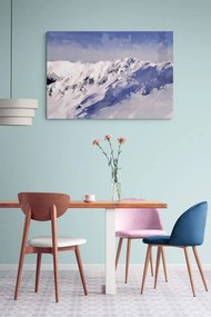 Stampa su tela – Pittura a olio di montagne innevate
