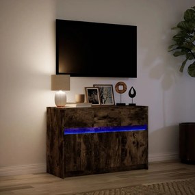 Mobile porta tv con led rovere fumo 91x34x61 cm in truciolato