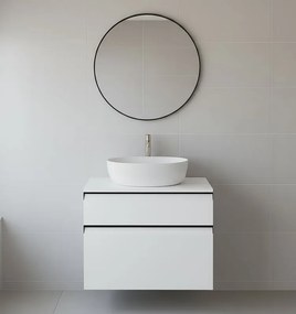 Mobile da bagno sospeso sotto lavabo L 59.5 x H 60 x P 45.5 cm bianco opaco, 2 cassetti Fusion