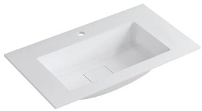 Lavabo a incasso rettangolare vasca centrale L 90.5 x H 15 x P 46 cm in resina bianco lucido