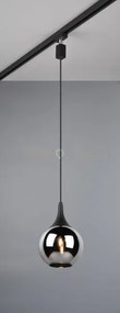 Duoline sospensione lumina metallo nero e vetro fume' d. 18cm per s...
