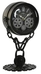 Orologio da Tavolo Home ESPRIT Nero Argentato Metallo Cristallo 18 x 17 x 33 cm