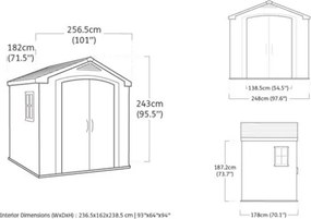 Casetta Da Giardino In Resina 256,5x182x243H Cm Factor 8x6 Beige Keter Con Mensole