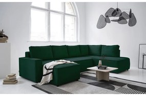 Divano letto angolare in velluto a coste verde scuro Brave Dave - Miuform