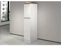 Dispensa da cucina Dcasiragh, Mobile multiuso, Armadio portaoggetti a 2 cassettoni, 100% Made in Italy, 30x60h165 cm, Bianco lucido e Rovere