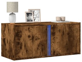 Mobile Tv A Parete Con Luci Led Rovere Fumo 80x31x35 Cm /
