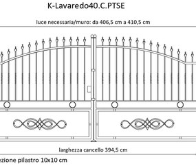 Cancello manuale Lavaredo in ferro, apertura centrale, L 408.5 x H 195 cm, di colore ruggine