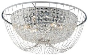 Plafoniera vienna cromo 6 luci attacco e14 60x24cm in cristallo k9