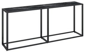 Tavolo consolle marmo nero 180x35x75,5 cm in vetro temperato