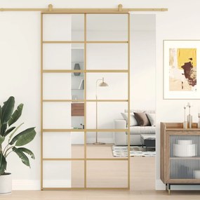 Porta Scorrevole Oro 102,5x205 Vetro Trasparente Esg Alluminio /