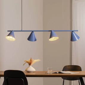 ALDEX Lampada a sospensione forma 4, blu, metallo, a 4 luci, cono, E27