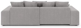Divano angolare grigio chiaro allungabile/con contenitore (con composizione variabile) con rivestimento in velluto a coste Luma – Ropez