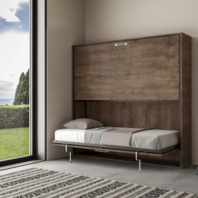 Letto a castello scomparsa orizzontale - KANDO doppio Noce