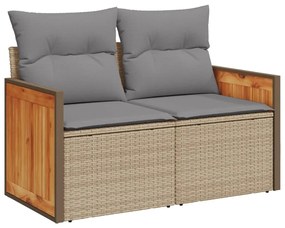 Set Divano da Giardino 8 pz con Cuscini Beige in Polyrattan