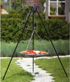 Barbecue Artigianale Con Braciere In Ferro E Griglia Sospesa Su Treppiede Palma 80 Cm Cook King