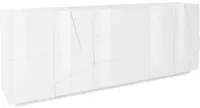 Madia 4 ante 3 cassetti per Soggiorno Moderna 224,1x44,2x86cm - PULSE Colore: bianco laccato lucido