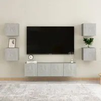 Set Mobile Porta TV 6 pz Grigio Cemento in Truciolato 3079080