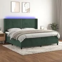 Letto a Molle con Materasso e LED Verde Scuro 200x200cm Velluto cod mxl 54558